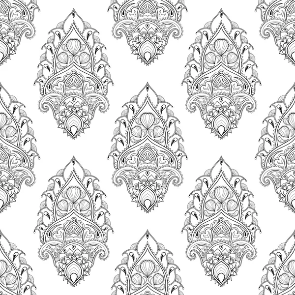 Floral leaf seamless pattern in zentangle style. Freehand sketch — Stock Vector
