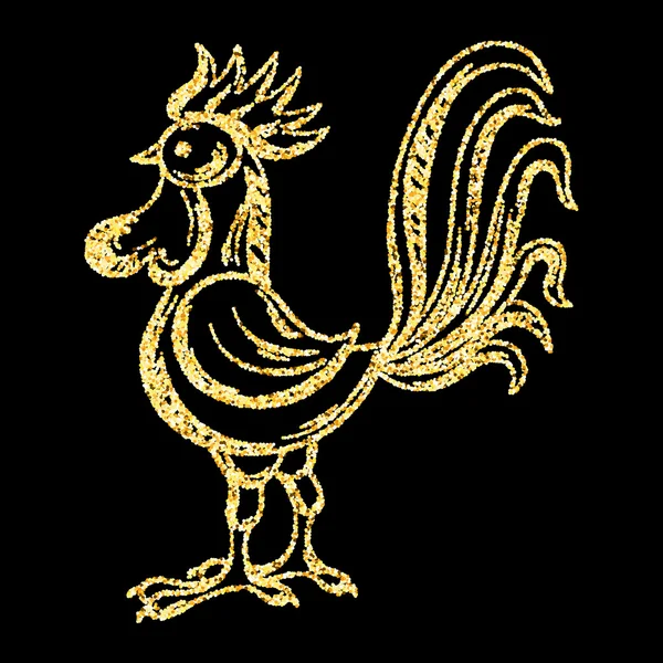 Złoty brokat Rooster na tle, szablon na banner, karta, — Wektor stockowy