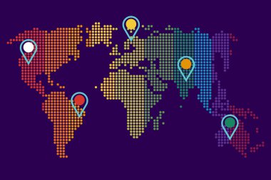 Dünya Haritası yuvarlak nokta