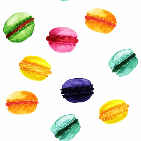 Colorful watercolor macaroons — Stock Vector