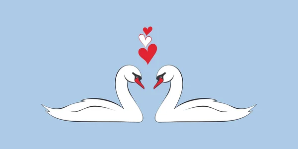 Casal amoroso de cisnes — Vetor de Stock