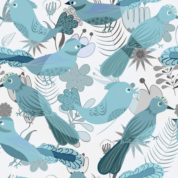 Flovers and birds pattern — Stock Vector