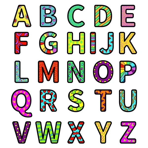 Alphabet in verschiedenen Farben. — Stockvektor