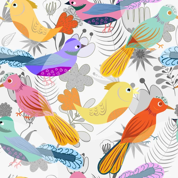 Flovers and birds pattern — Stock Vector