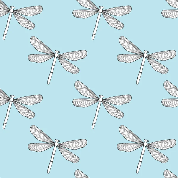 Modèle sans couture Dragonfly bleu — Image vectorielle