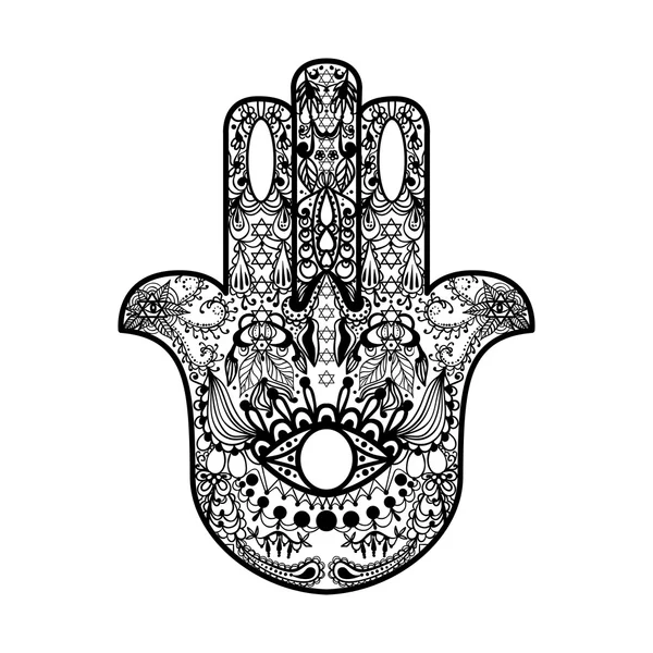 Boho hamsa hand, protection amulet, styrka och lycka symboler — Stock vektor