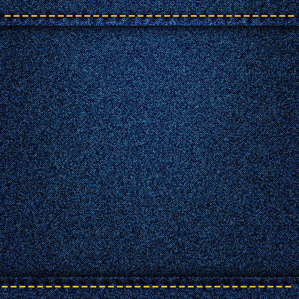 Denim jeans texture with strings and seams. Vector illustration