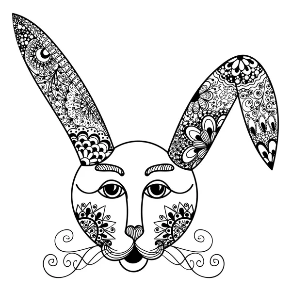 Hare, kanin doodle stil. Handritad illustration. — Stock vektor