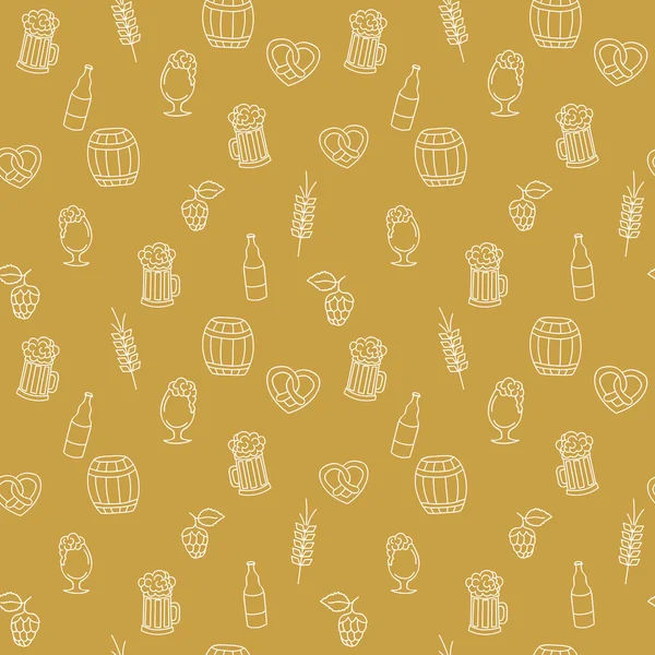 Simple taza de cerveza brillante patrón sin costura. Ilustración vectorial ingenio — Vector de stock