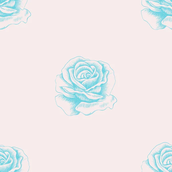 Croquis rose motif sans couture. Illustrat vectoriel fleur dessinée à la main — Image vectorielle