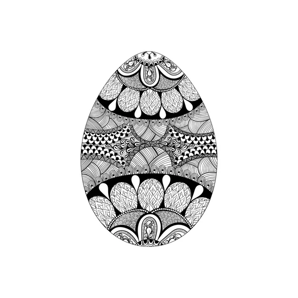 Zentangle estilizado preto Easter Egg — Vetor de Stock