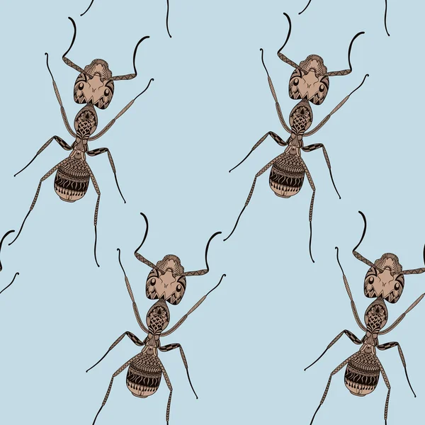 Brown Ant seamless pattern — Stock Vector