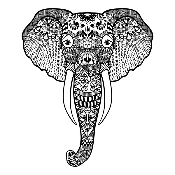 Zentangle stiliserade elefant — Stock vektor