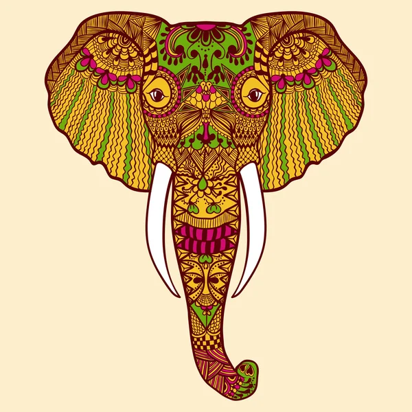 Zentangle 程式化印度大象 — 图库矢量图片