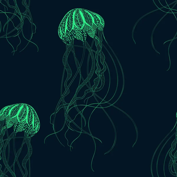 Patrón sin costura de medusas estilizadas Zentangle — Vector de stock