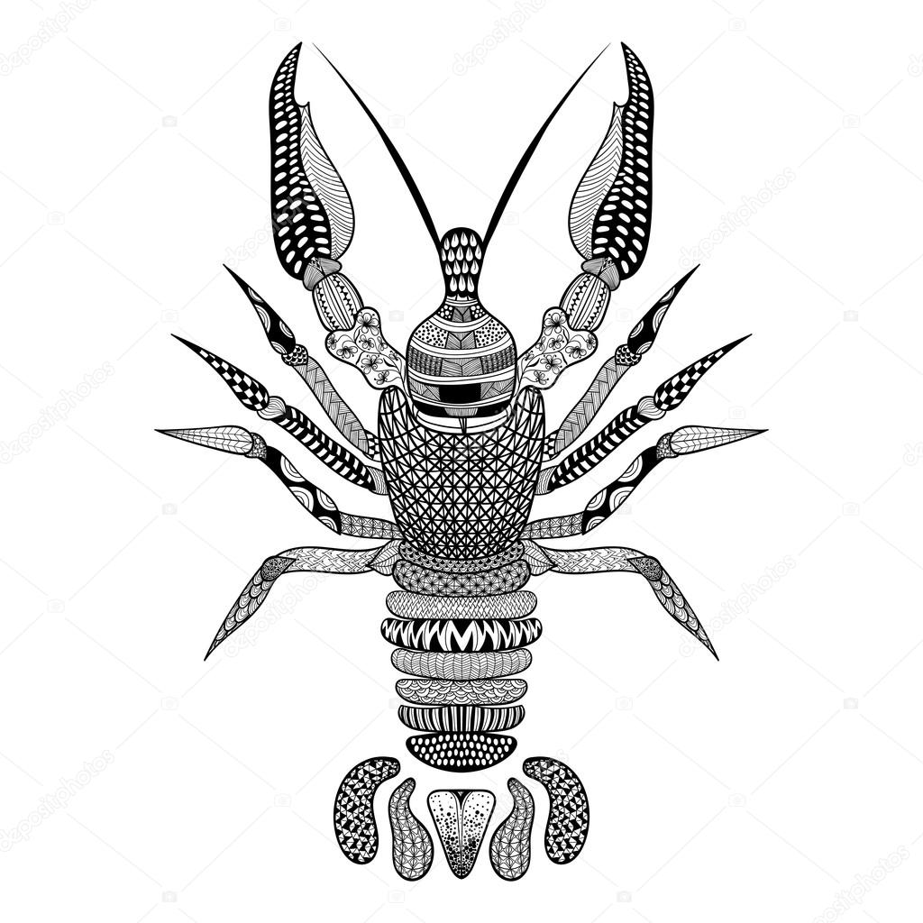 Zentangle stylized Black Crawfish