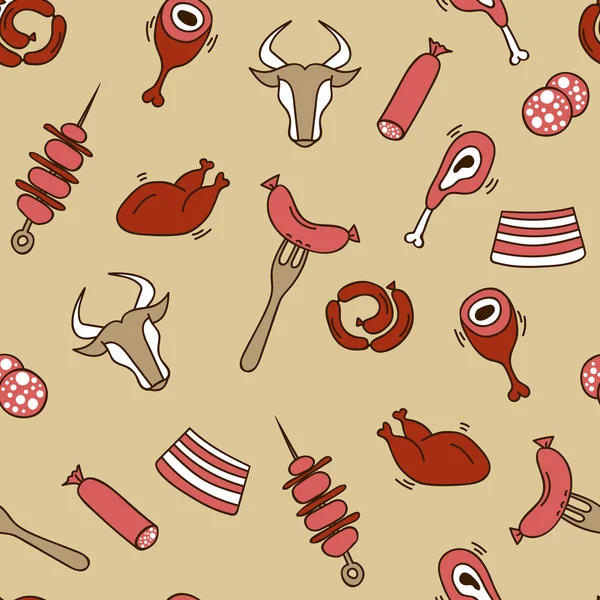 Meat seamless pattern — Stock Vector