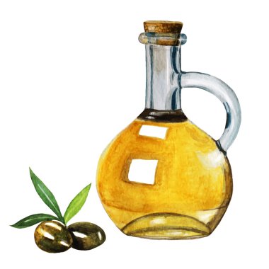 Suluboya zeytinyağı ve zeytin