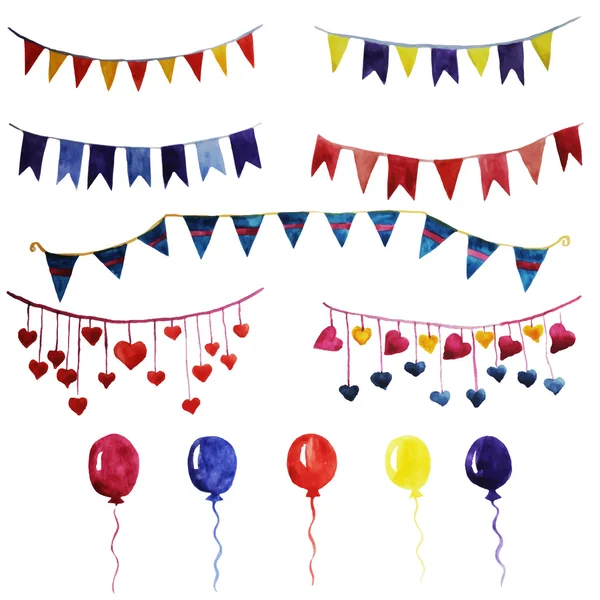 Garlands and balloons for party — Stock Vector