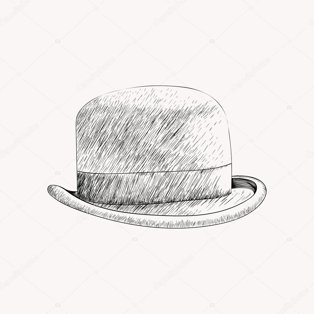 Sketch black bowler hat or derby cut out.