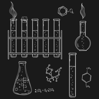 Chemistry laboratory icons clipart