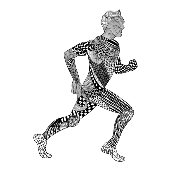 Zentangle стилизованный Runner. Вектор стиля Drawn Man — стоковый вектор