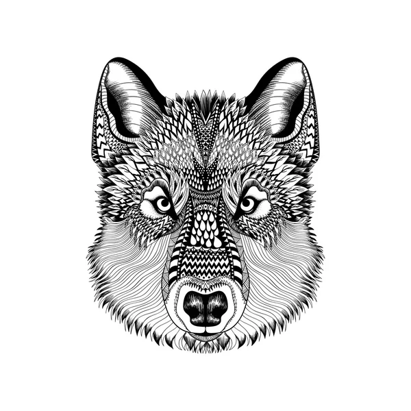 Zentangle kurt yüz stilize. El Guata çizilmiş doodle vektör hasta