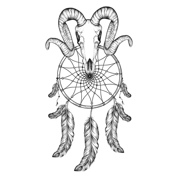 Hand Drawn goat skull doodle vector illustration. Dotwork fullfa Royalty Free Stock Illustrations