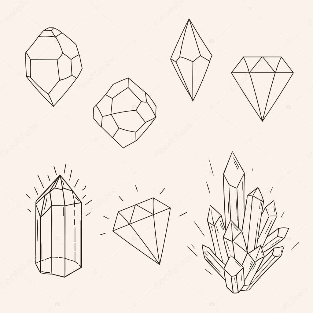 Hand drawn set sketch crystal,diamond and polygonal figure tatto Stock  Vector Image by ©i_panki #80309992