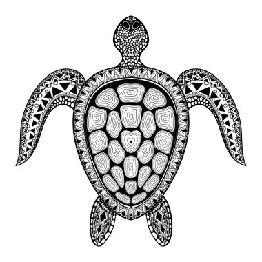 Zentangle aşiret stilize kaplumbağa. Su el Drawn doodle vect