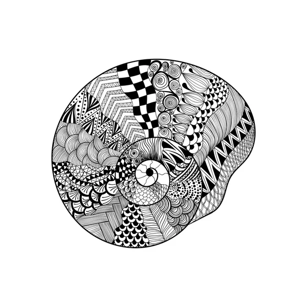 Zentangle stylized black seashell. Hand Drawn vector illustratio — ストックベクタ