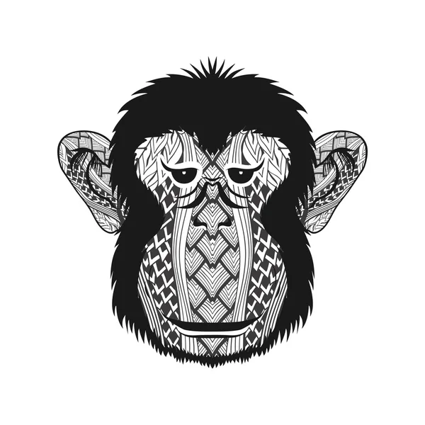 Зантакле стилізоване обличчя мавпи. Рука Намальований каракулі вектор il — стоковий вектор
