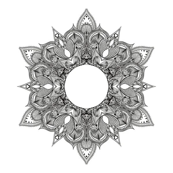 Zentangle stylized Round Indian Mandala.  Hand drawn vintage Orn — 스톡 벡터