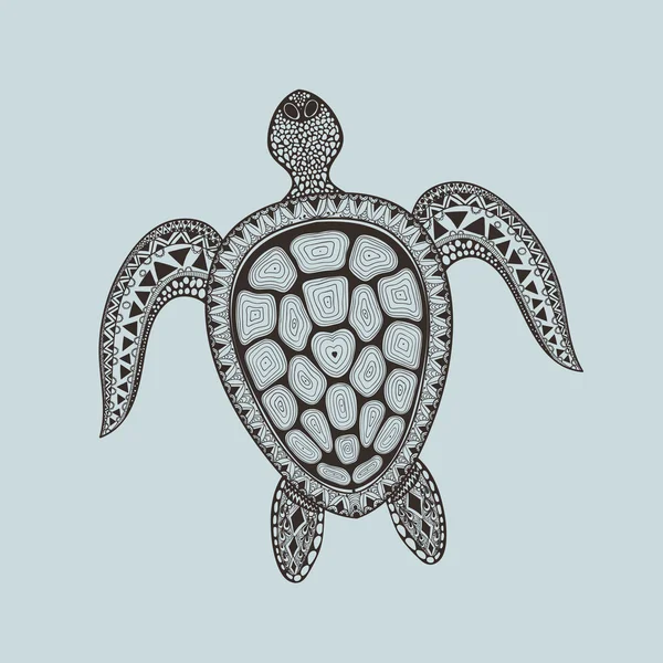 Tortue stylisée Zentangle. Vecteur de gribouillages aquatiques dessinés à la main illu — Image vectorielle