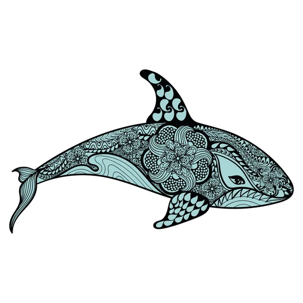 Zentangle stylized Blue Sea Shark. Hand Drawn vector illustratio — ストックベクタ