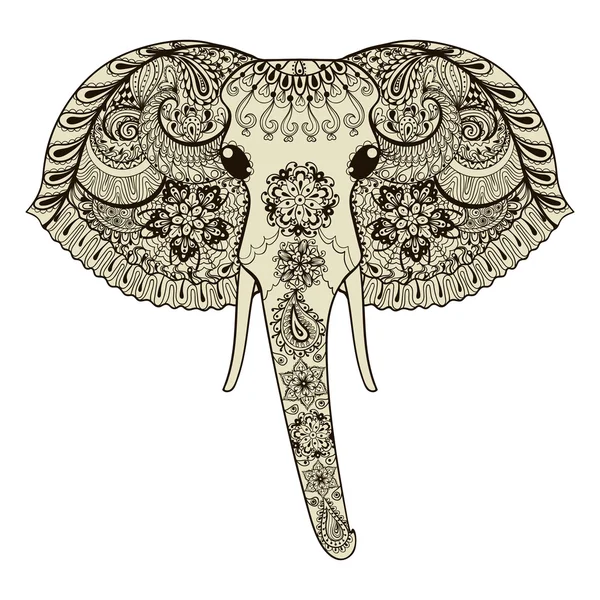 Elefante indio estilizado Zentangle. Dibujado a mano vector illustrati — Vector de stock