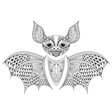Yetişkinler için Zentangle Bat totemi Sanat için Stres Karşıtı Renklendirme Sayfası