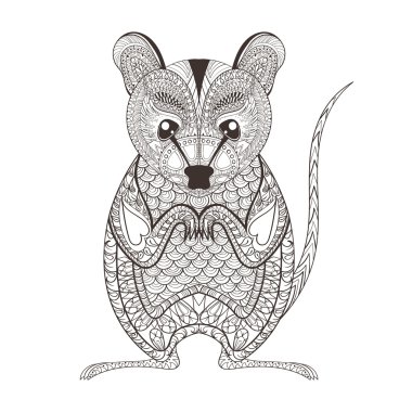 Zentangle brown  Possum totem for adult anti stress Coloring Pag