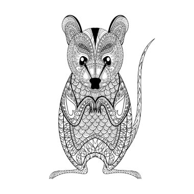 Zentangle Possum totem for adult anti stress Coloring Page for a