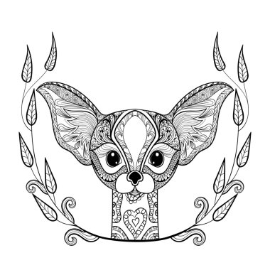 Zentangledesert Fox baş totem yetişkin anti için çerçevedeki stres Co