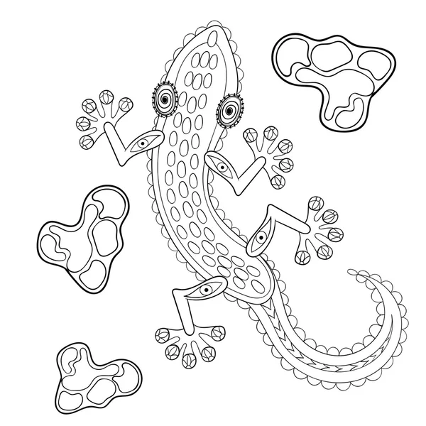 Totem de lézard Zentangle parmi les pierres pour adulte anti stress Colori — Image vectorielle