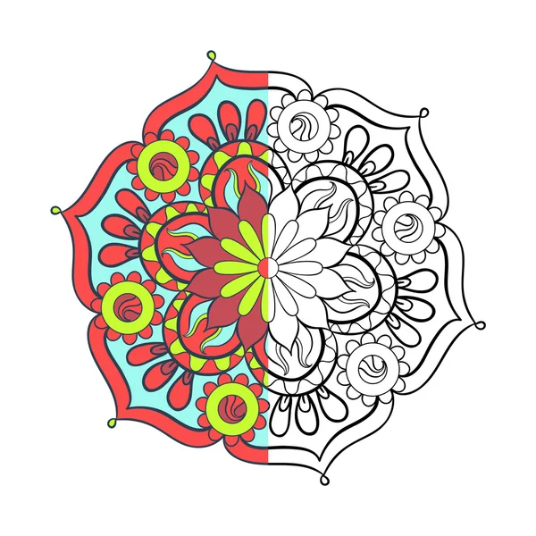 Zentangle 风格优雅着色 pag 的颜色阿拉伯文曼荼罗 — 图库矢量图片
