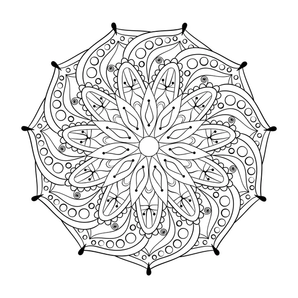 Zentangle stylisé élégant rond Mandala indien. Tiré à la main — Image vectorielle