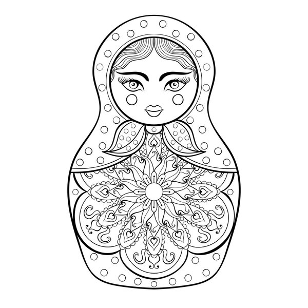 Zentangle stylized elegant Russian doll, Matryoshka doll. Hand d