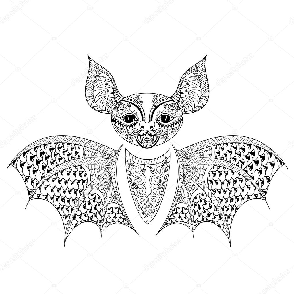 Download Zentangle Bat totem for adult anti stress Coloring Page ...