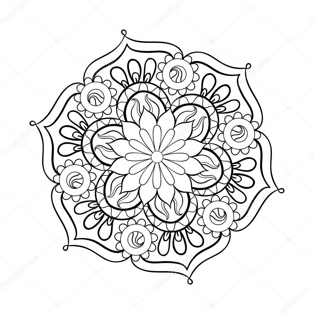 Zentangle stylized elegant black Mandala for coloring page. Hand