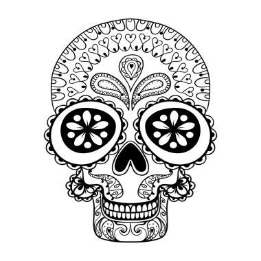 Zentangle tarzı, dövme, tribal totem çizilmiş kafatası el reklam