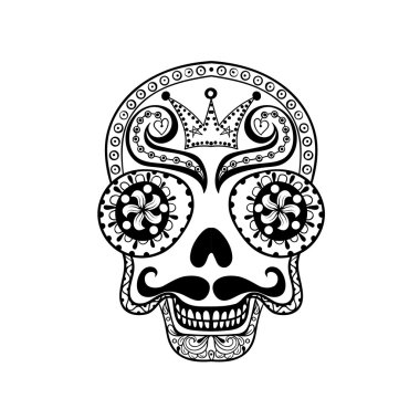 Vector  Dead Skull illustration, Hand drawn Skull in zentangle s clipart
