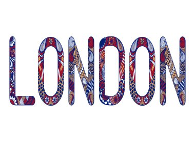Zentangle stylized inscription London for book cover. Lace lette