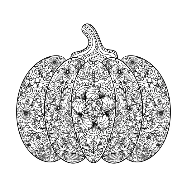 Vector Pumpkin illustration, Hand drawn vegetable in zentangle s — Stok Vektör